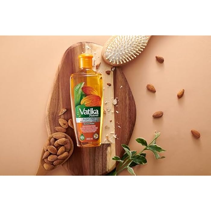 Vatika Naturals Almond Enriched Hair Oil (180mL) | Natural Extract of Coconut and Sesame | Promotes Soften and Shiny Hair | Helps Dry and Frizzy Hair | Package May Vary - Image 3